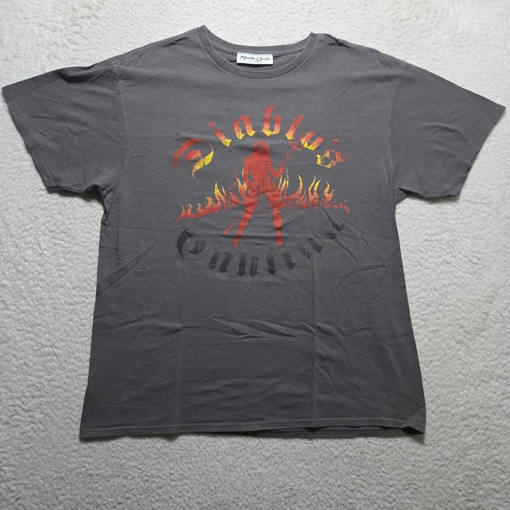 Y2K Diablo's Cantina Las Vegas Tshirt Men's Size Large Black Monte Carlo Faded